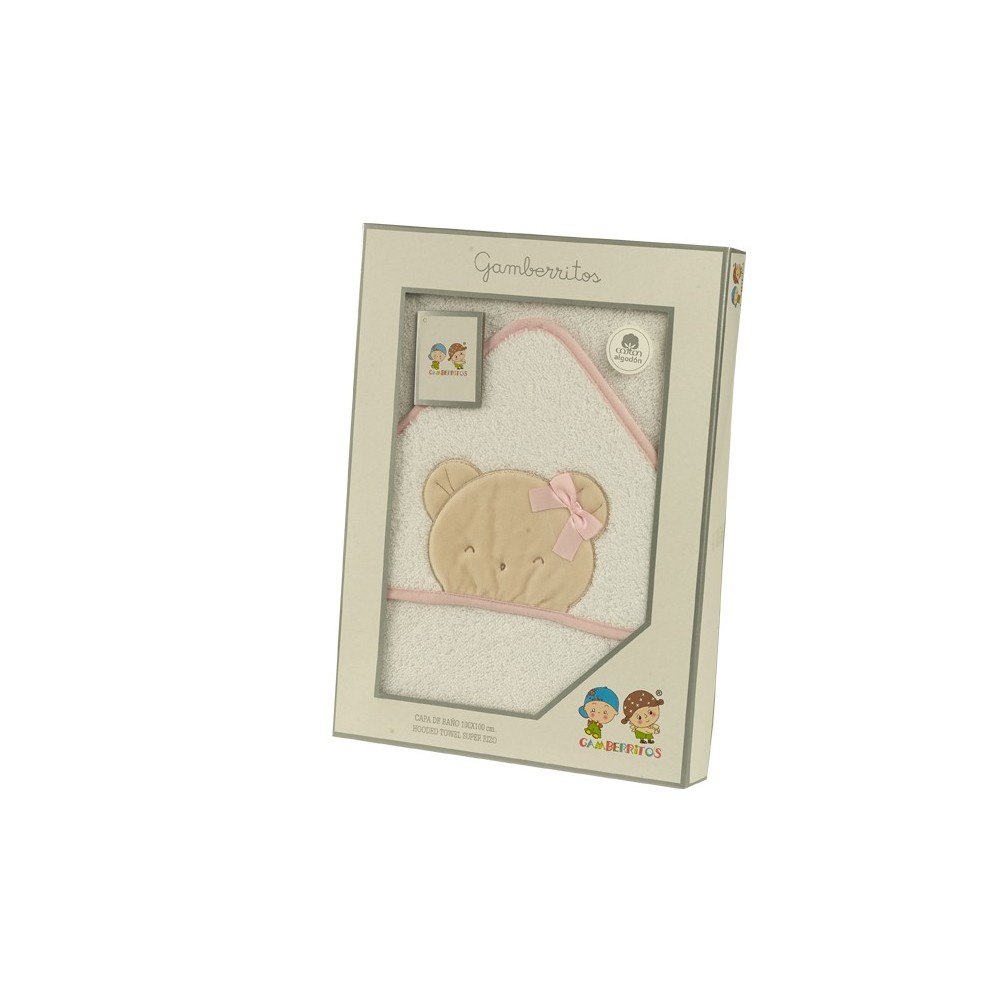 Capa de baño bebé con capucha y lazo Gamberritos