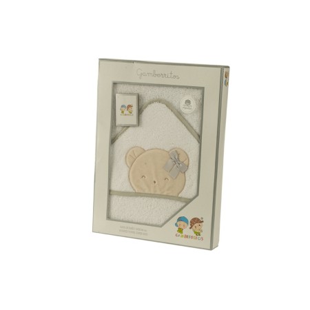 Capa de baño bebé con capucha y lazo Gamberritos