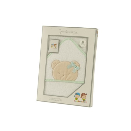 Capa de baño bebé con capucha y lazo Gamberritos