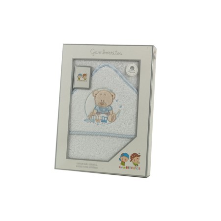 Capa de baño bebé con capucha bordada osito Gamberritos
