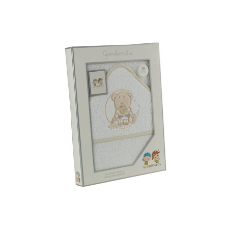 Capa de baño bebé con capucha bordada osito Gamberritos