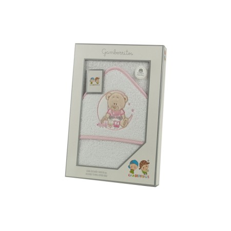Capa de baño bebé con capucha bordada osito Gamberritos